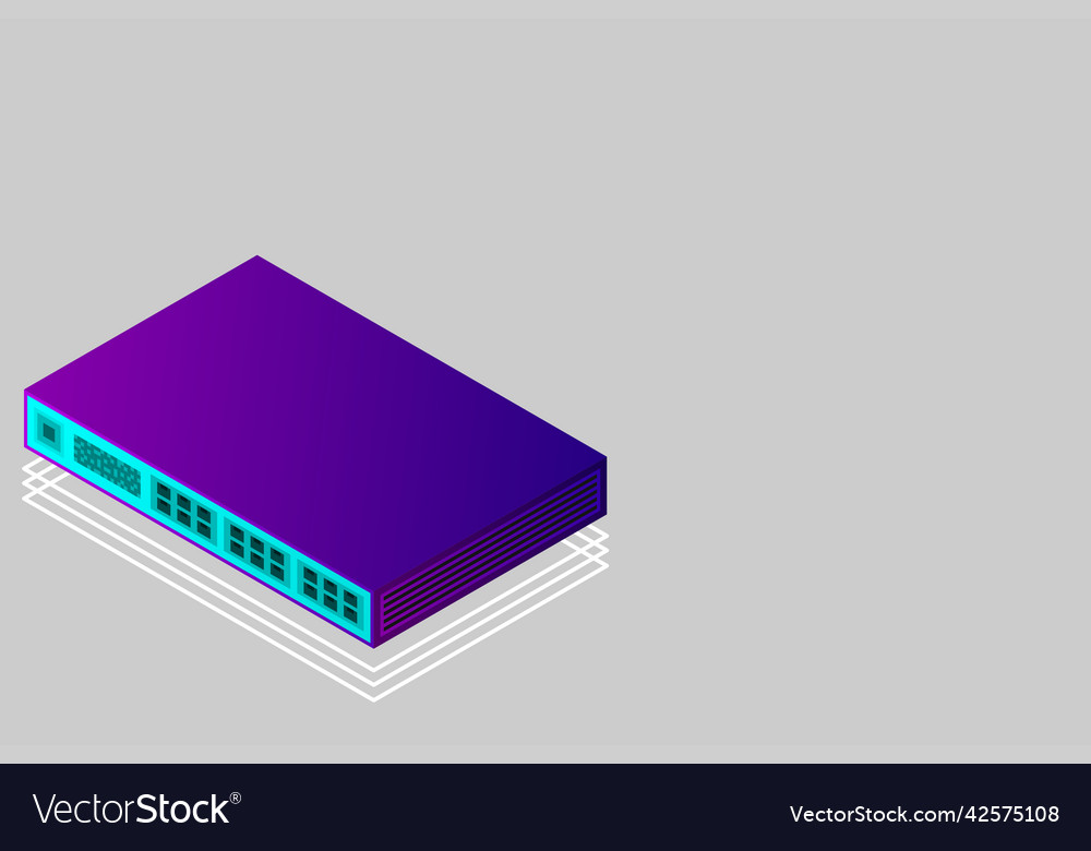 Isometric switch with up link port vector image Isometric switch with up link port