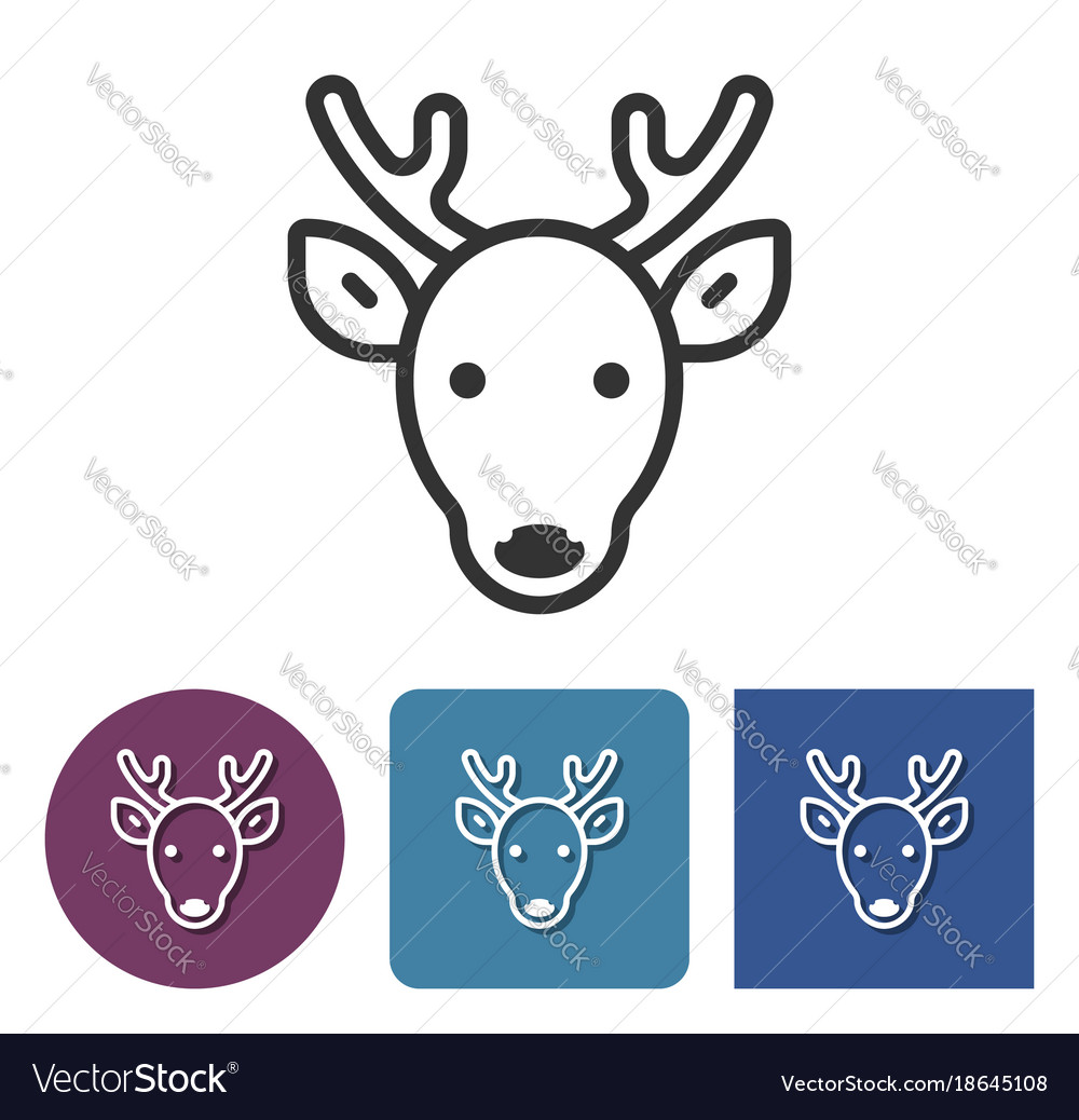 Line icon of reindeer in different variants