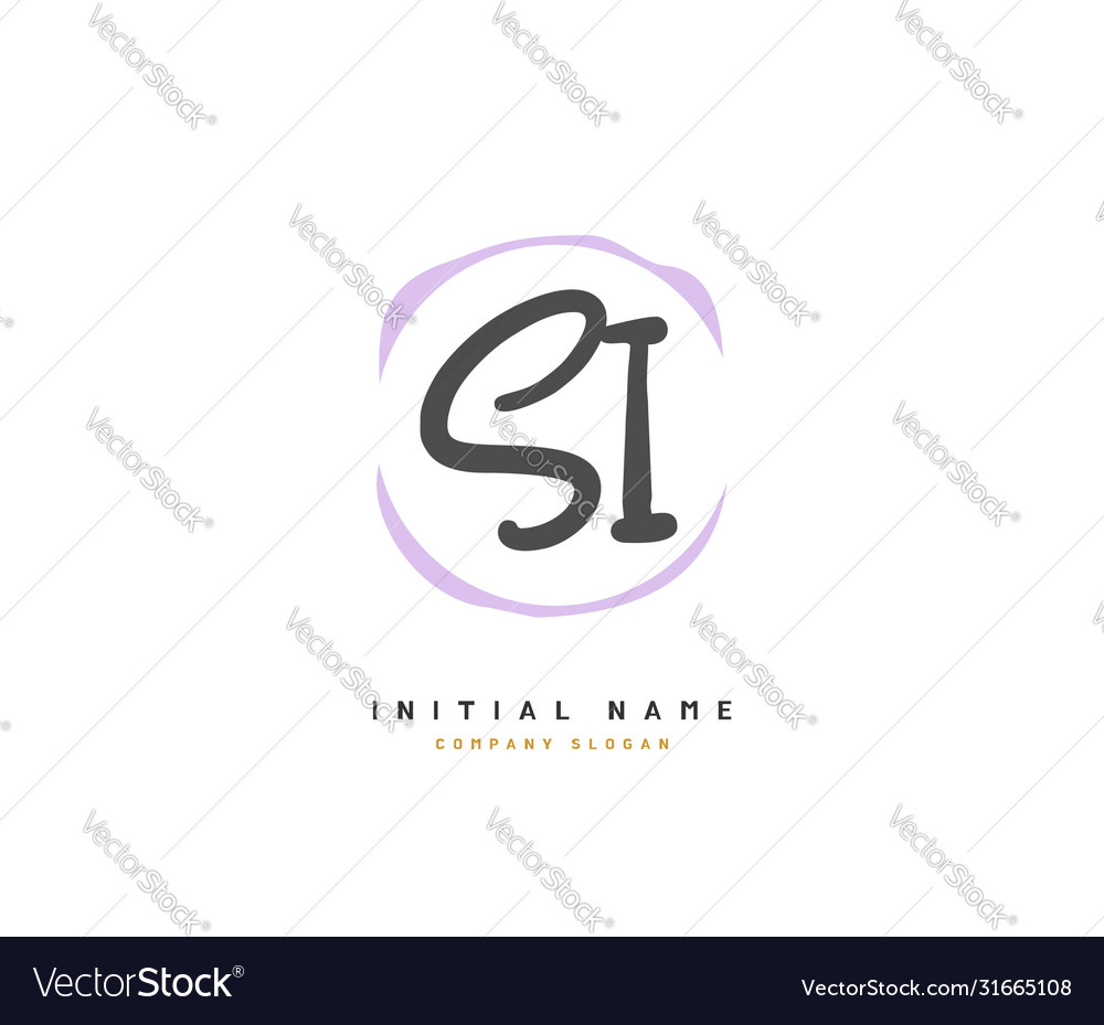 S i si beauty initial logo handwriting