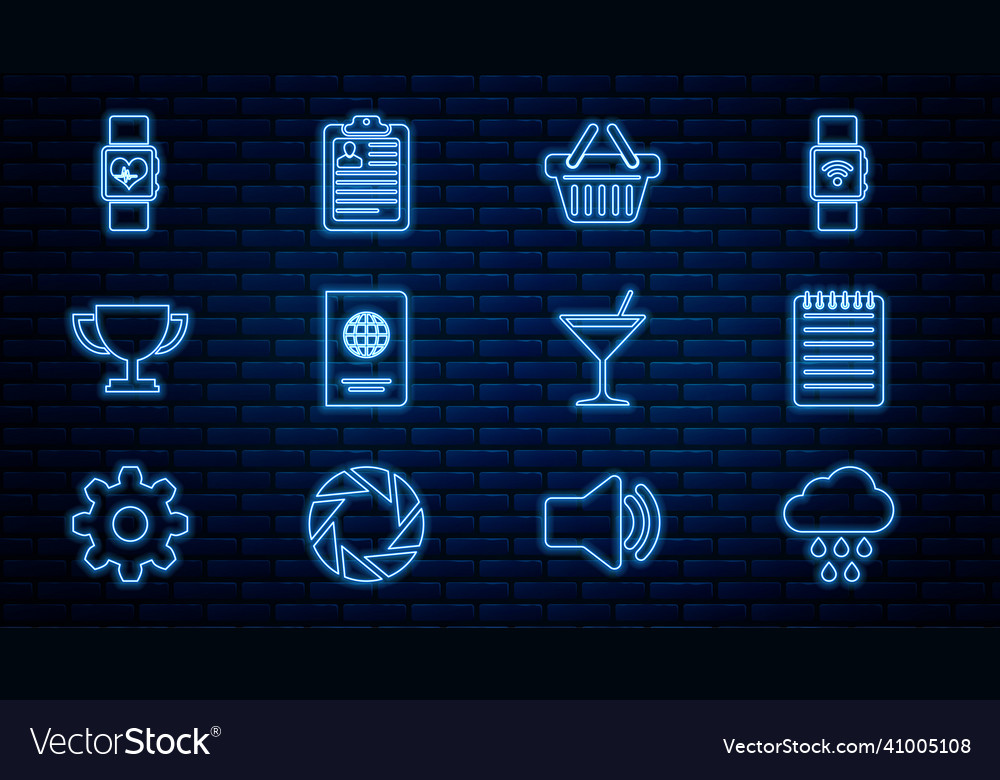 Set line cloud with rain notebook shopping vector image Set line cloud with rain notebook shopping