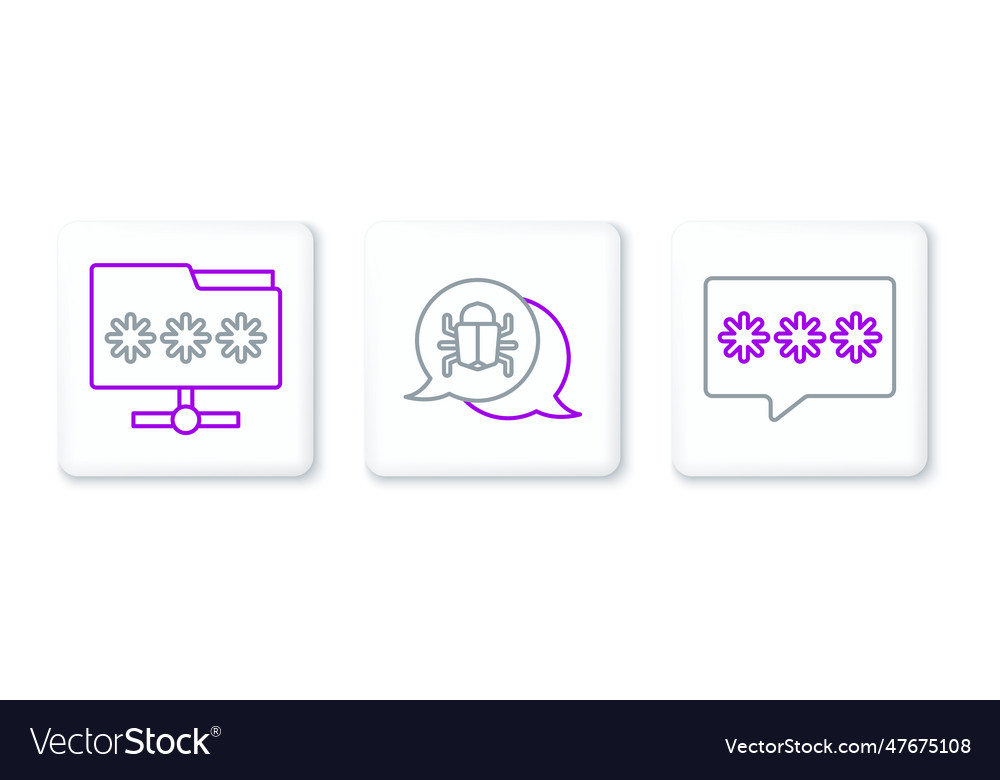 Set line password protection folder vector image Set line password protection folder