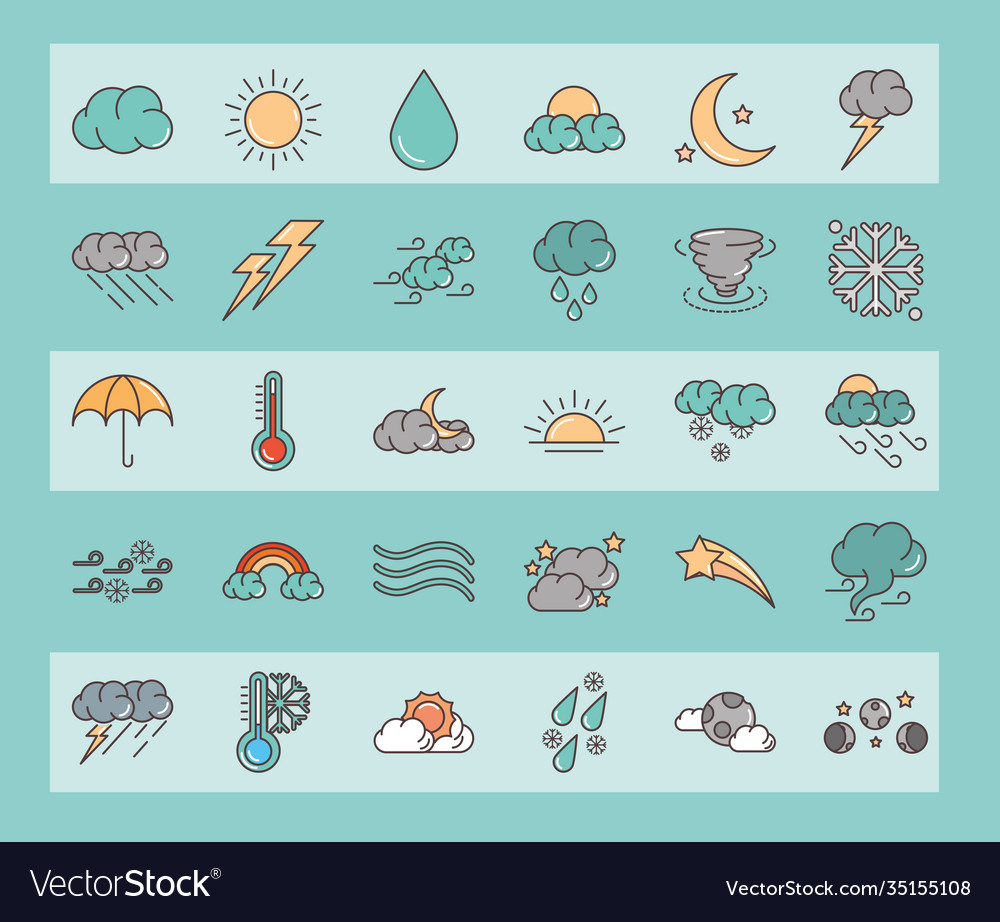 Weather icons contains sun clouds