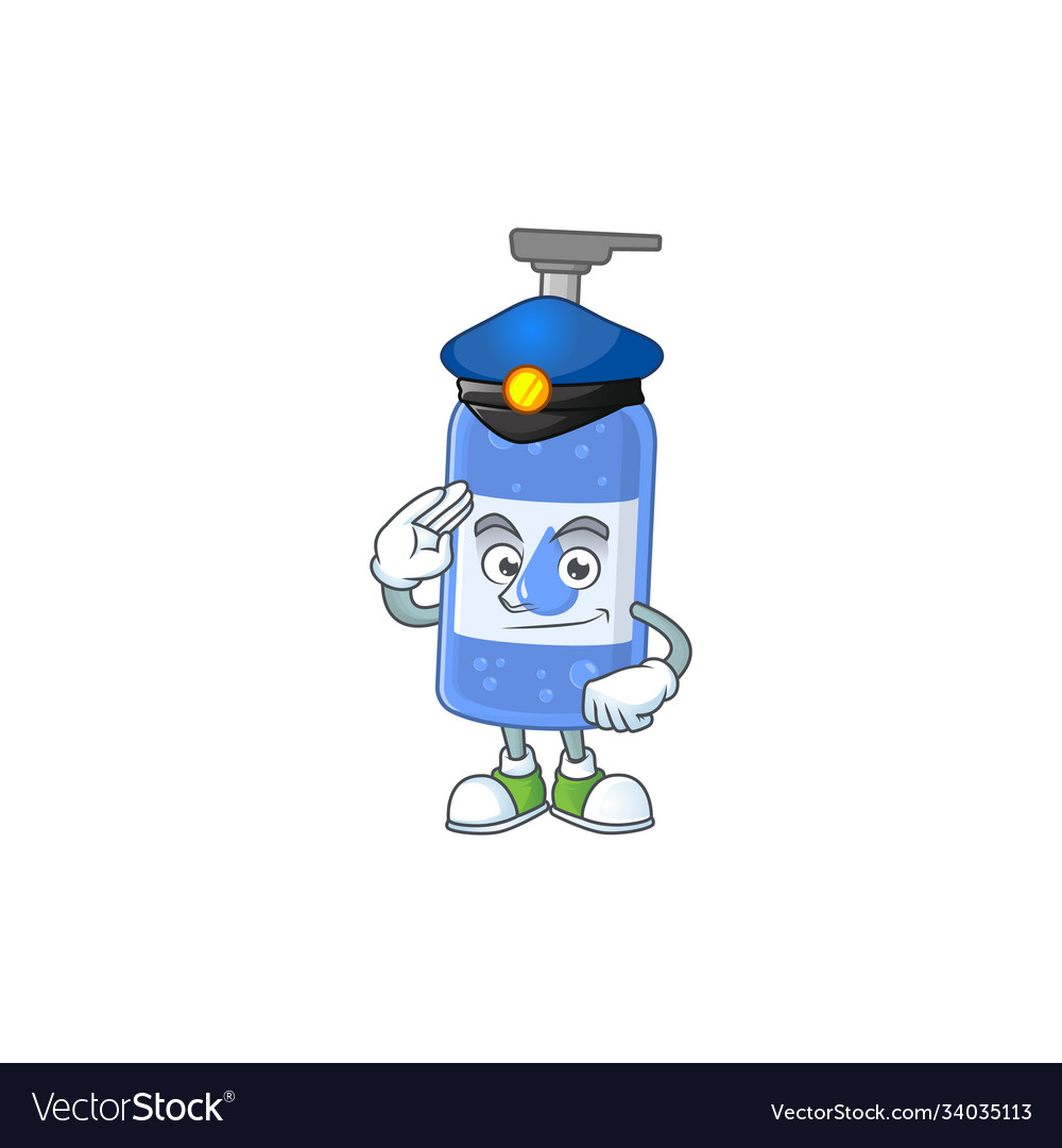 A dedicated police officer handsanitizer mascot