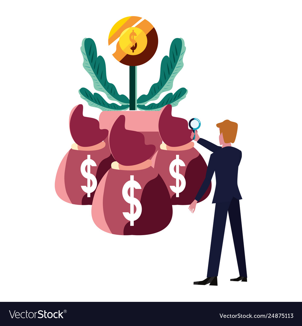 Businessman money bank Royalty Free Vector Image