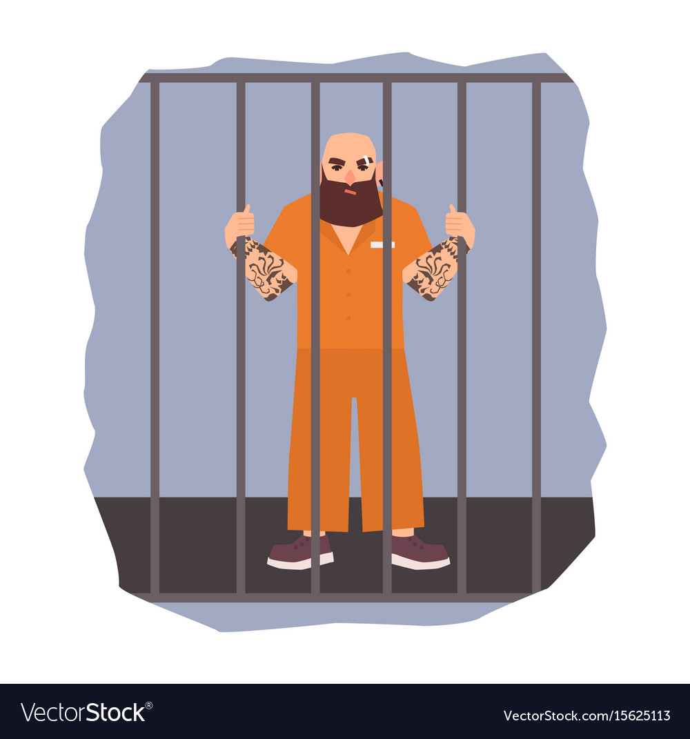 Colorful featuring male prisoner Royalty Free Vector Image