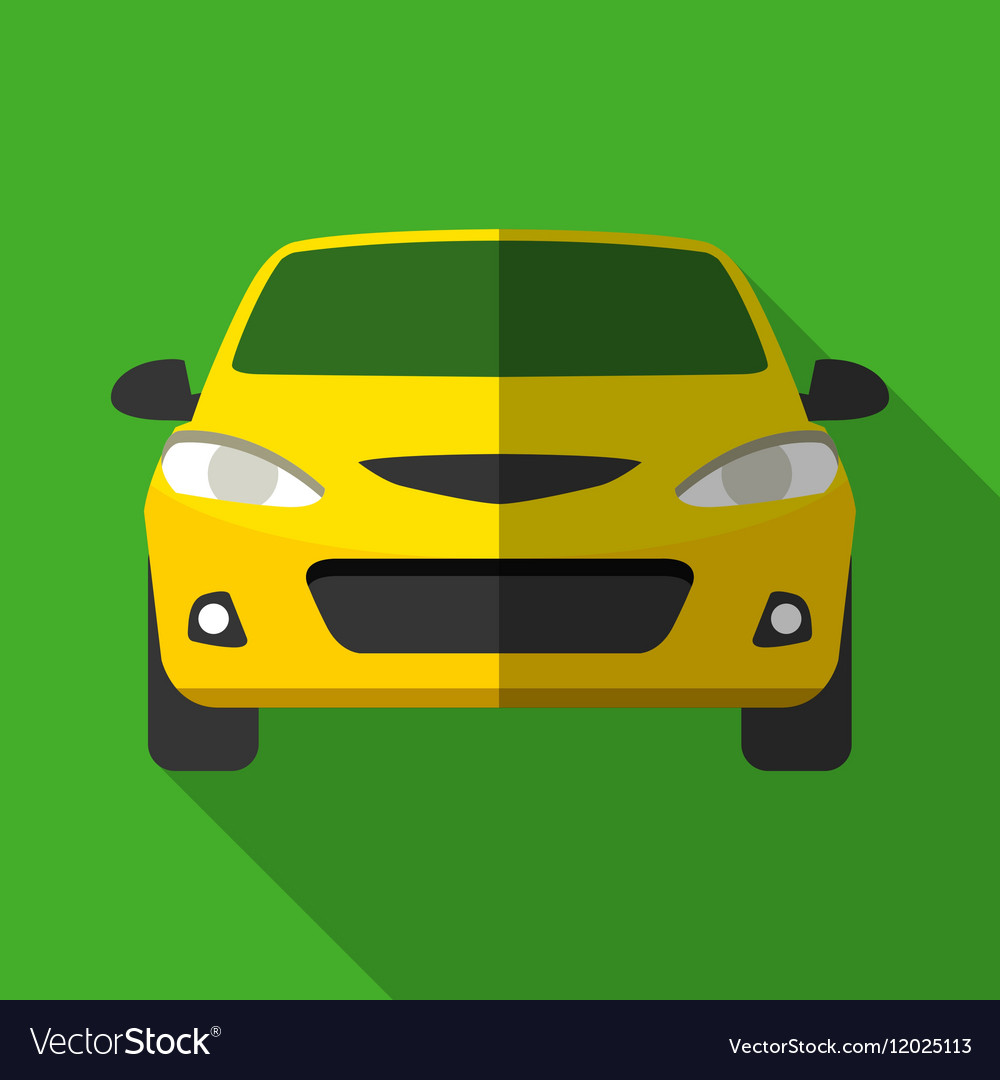 Colorful yellow taxi car icon in modern flat style