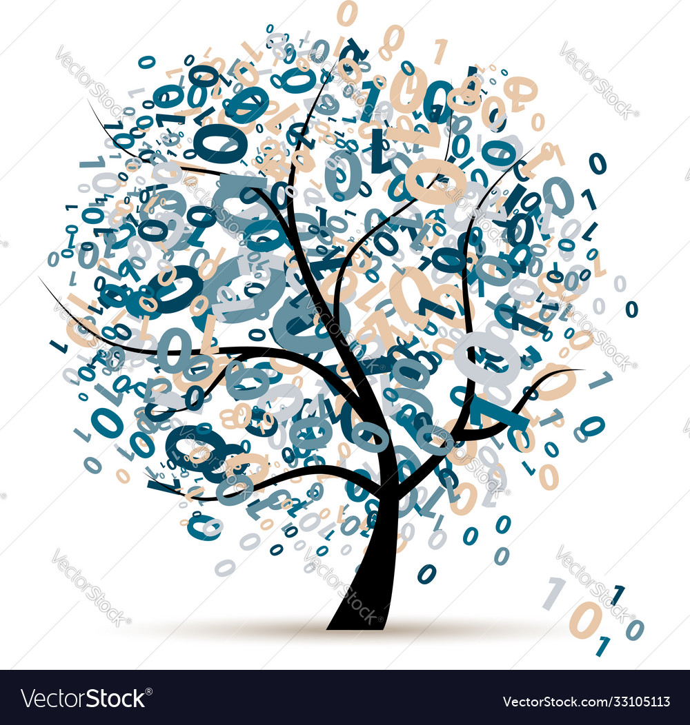 Digital tree logo colorful code and program vector image Digital tree logo colorful code and program