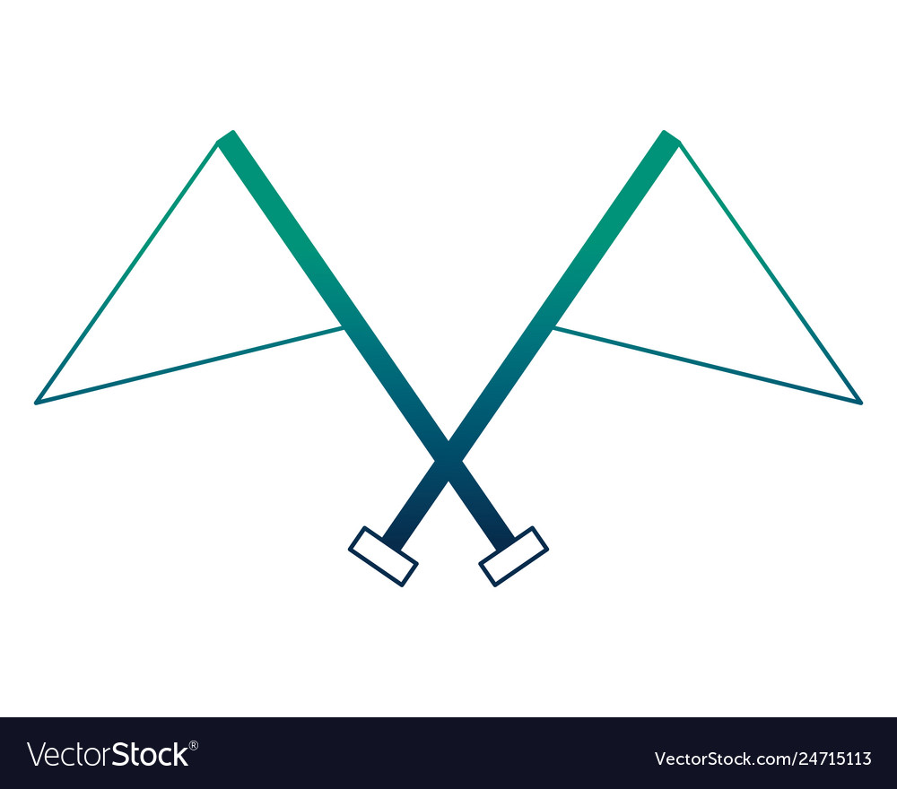 Flags markers with crossed sticks isolated icon