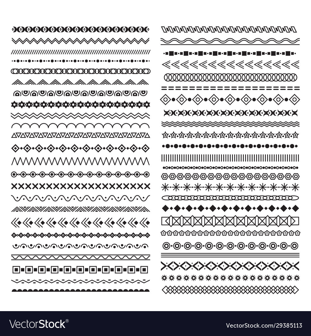 Hand drawn line borders dividers with geometric Vector Image