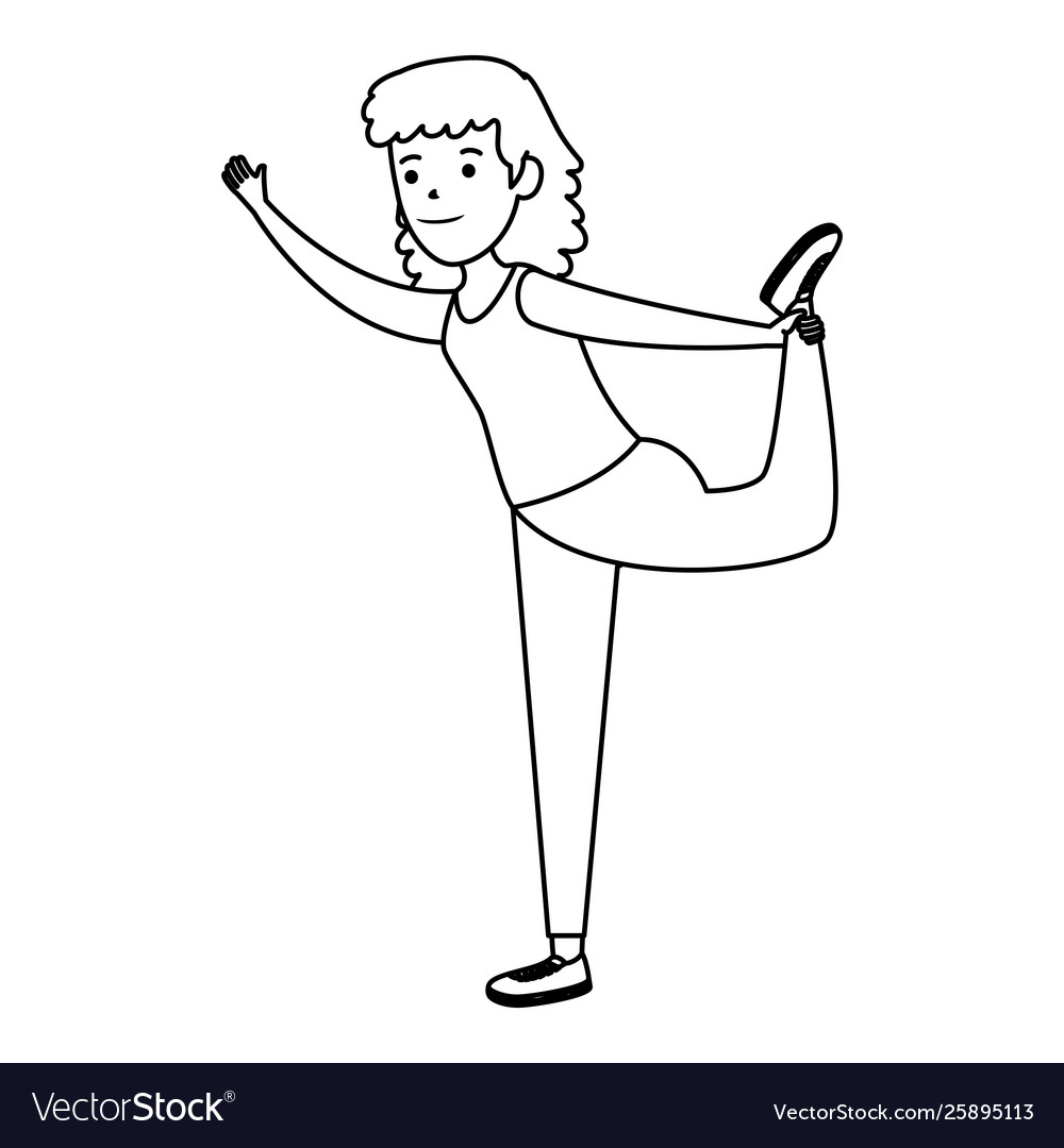 Happy athletic girl practicing exercice vector image Happy athletic girl practicing exercice