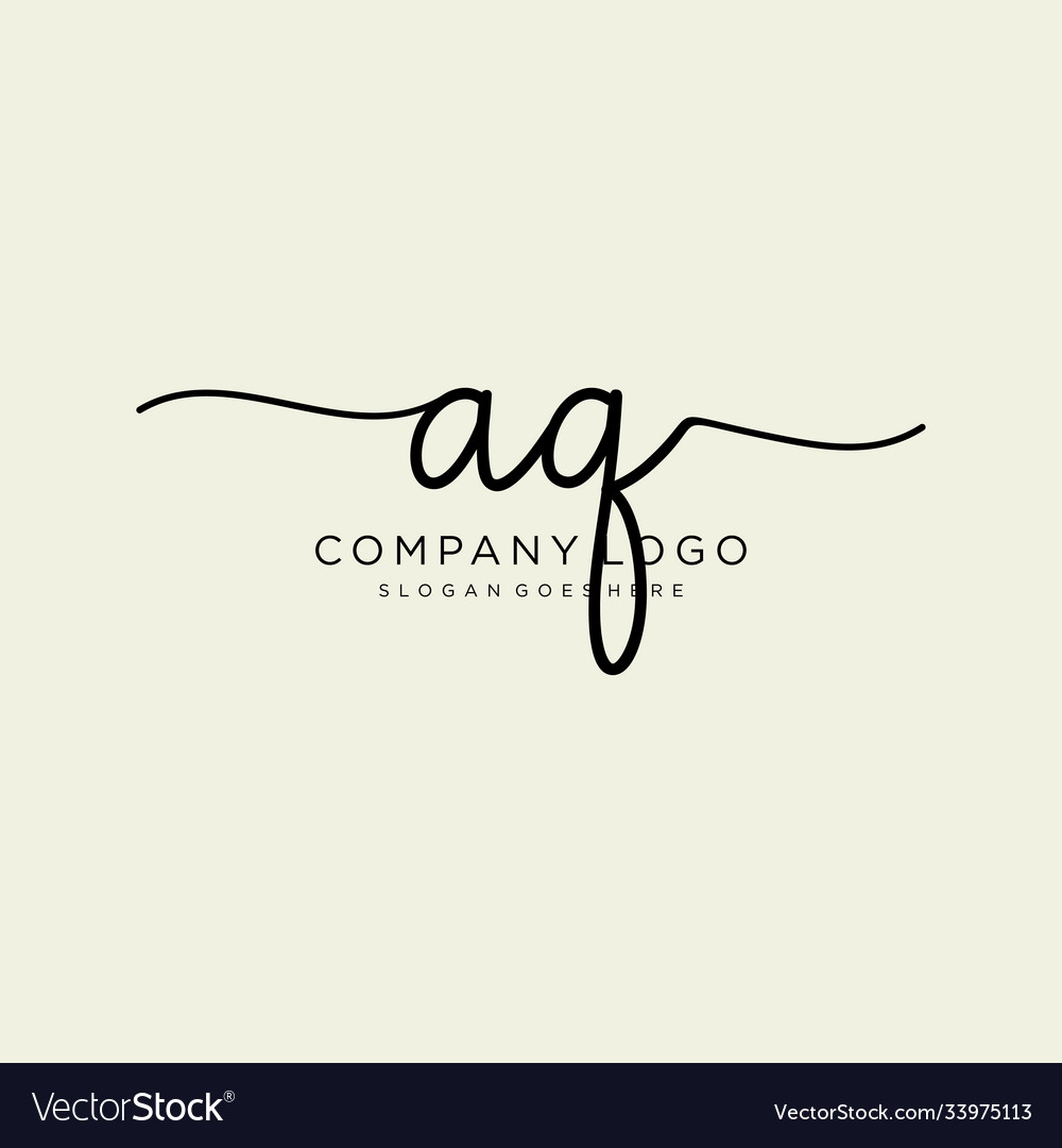 Initial aq handwriting logo with circle template Vector Image