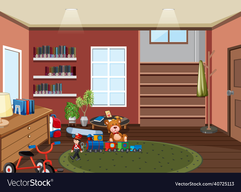 Living room background with children toys Vector Image