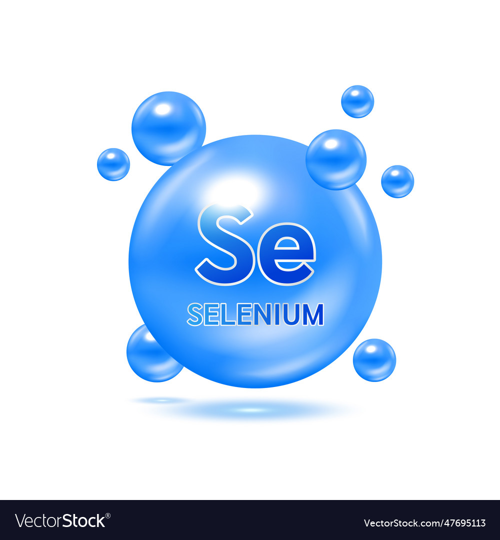 Mineralstoffe Selen und Vitamin für die Gesundheit vector image Mineralstoffe Selen und Vitamin für die Gesundheit