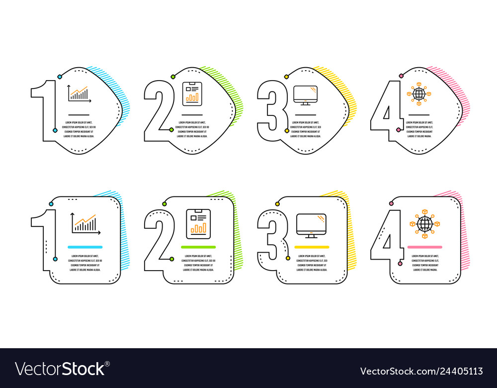 Report document computer and graph icons set vector image Report document computer and graph icons set