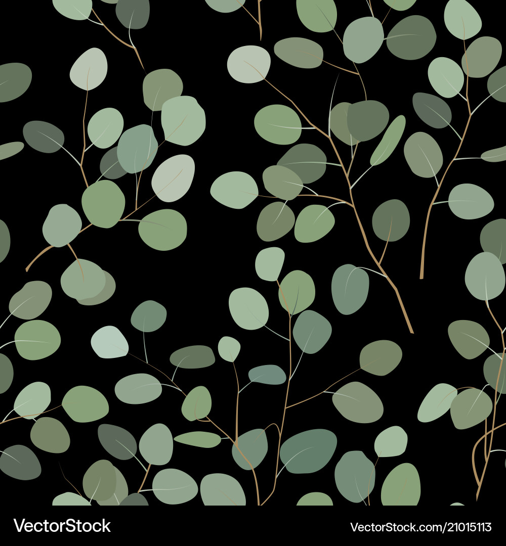 Seamless pattern with eucalyptus hand painted Vector Image