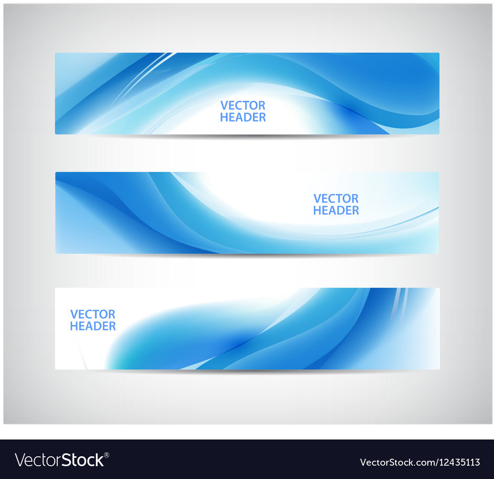 Set of abstract blue wavy headers water Royalty Free Vector