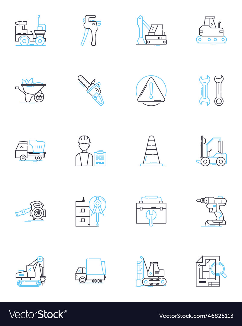 Strong architecture linear icons set bold robust vector image Strong architecture linear icons set bold robust