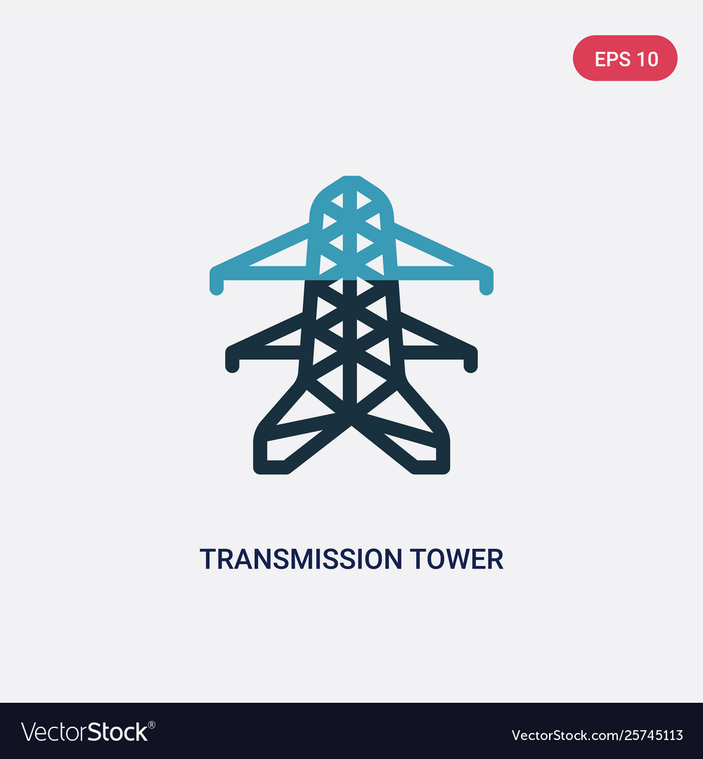 Two color transmission tower icon from industry