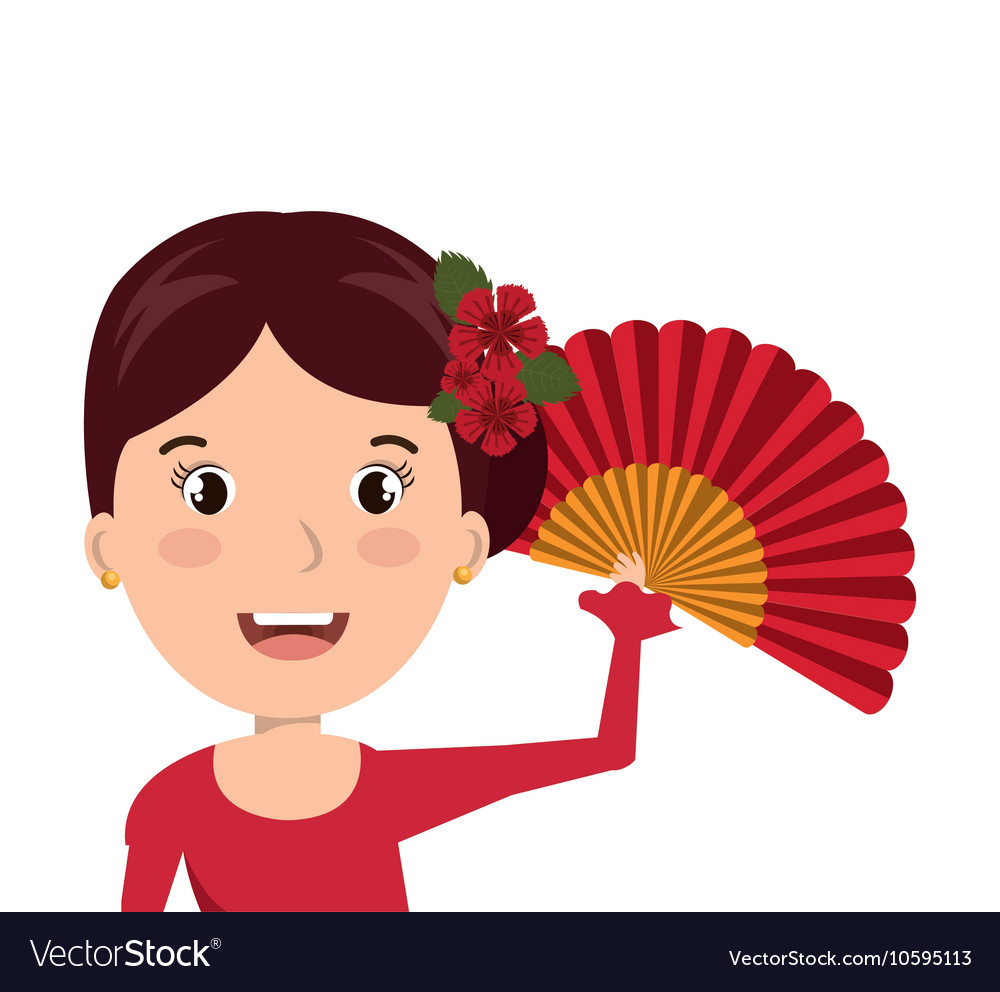 Woman cartoon dancer flamenco design