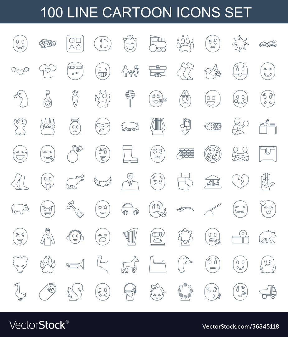 100 cartoon icons