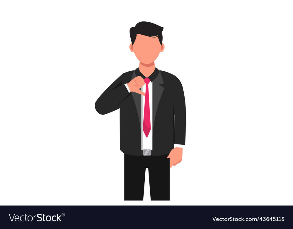 Business flat drawing businessman showing thumbs