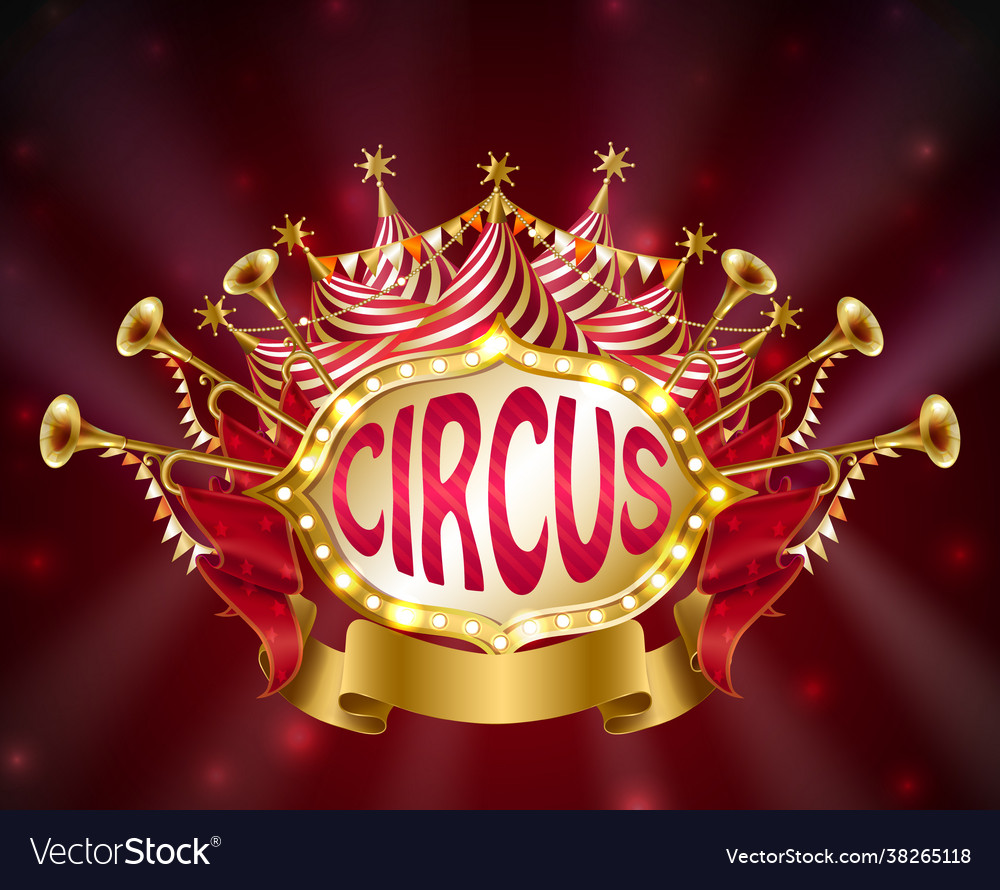 Circus signboard with glowing light bulbs Vector Image