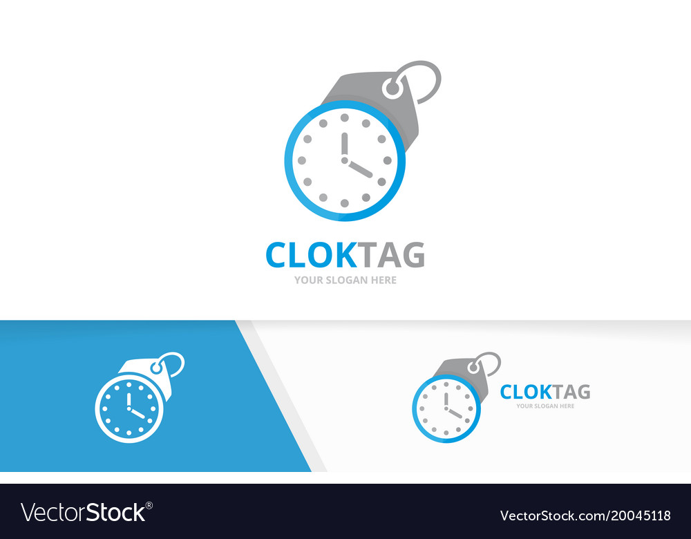 Clock and tag logo combination time Royalty Free Vector