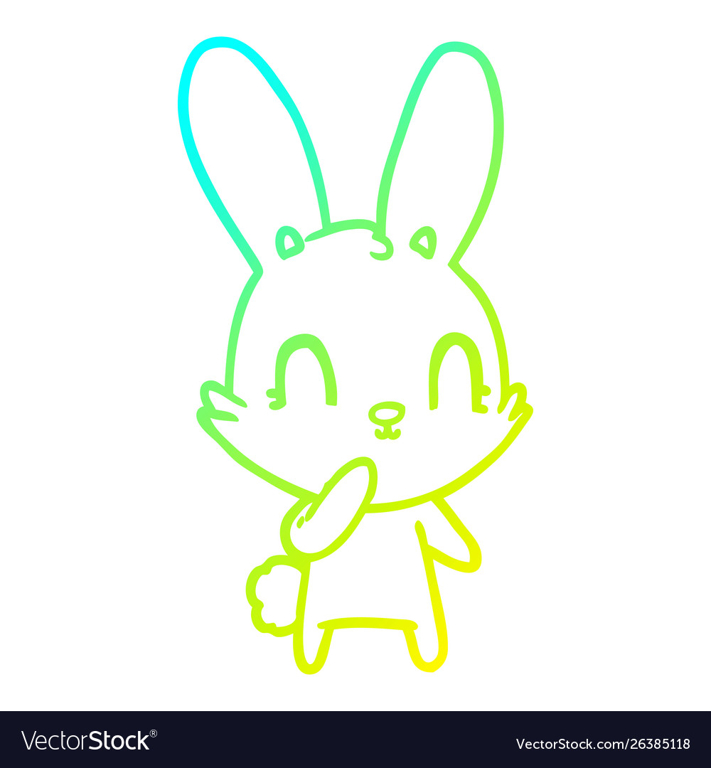 Cold gradient line drawing cute cartoon rabbit