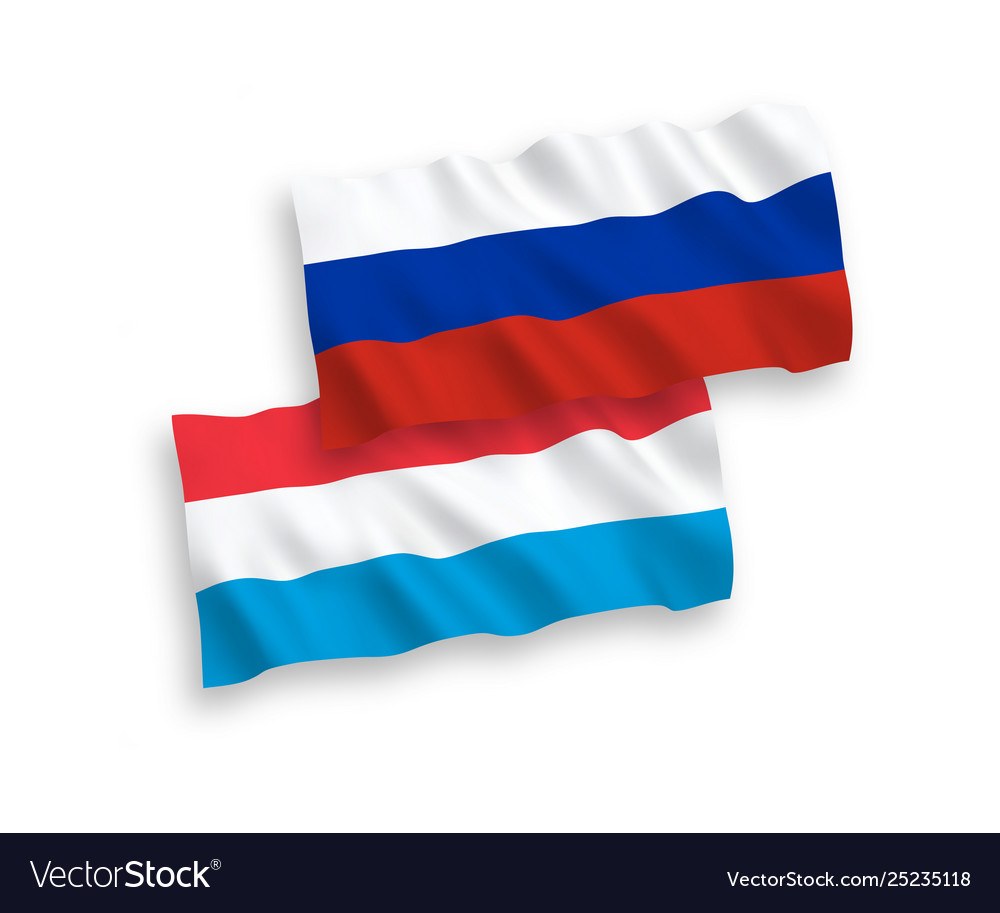 Flaggen luxembourg und russland auf weiß