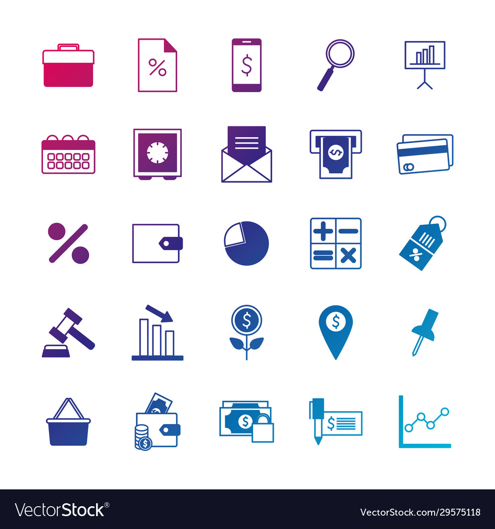 Isolated money gradient style icon set