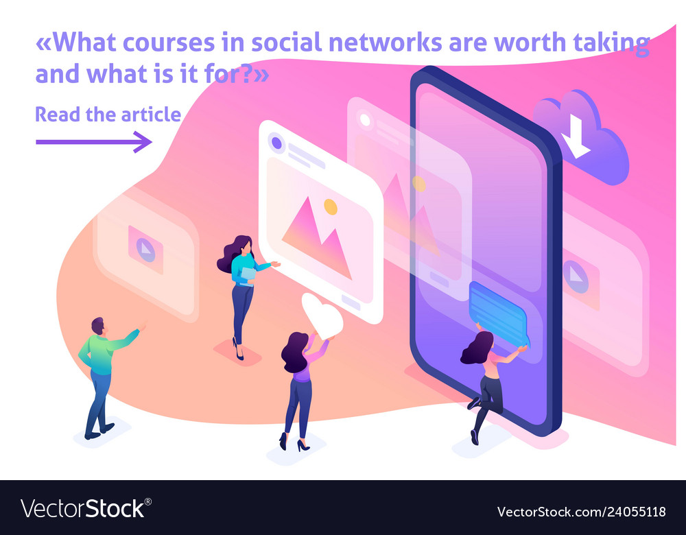 Isometric learning create profile social networks Vector Image