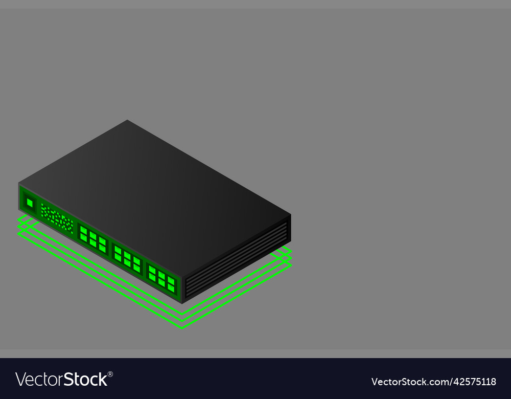 Isometric switch with up link port vector image Isometric switch with up link port