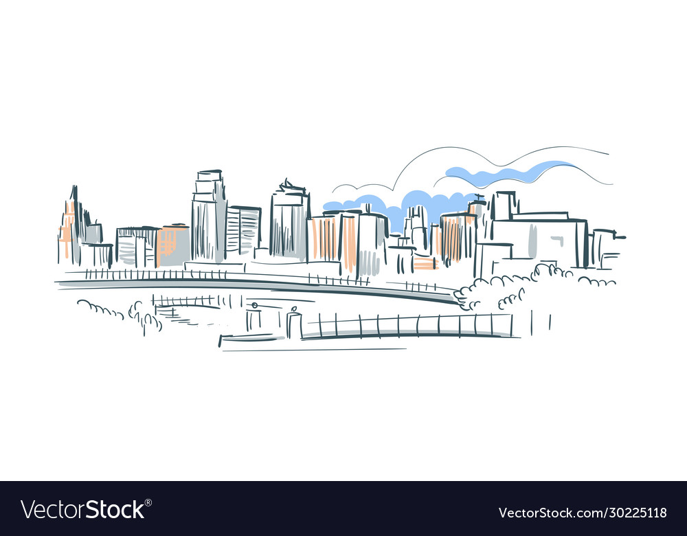 Kansas city missouri usa america sketch line