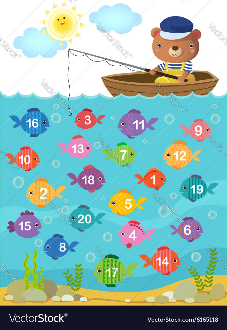 Learn counting number with cute bear Royalty Free Vector Learn counting number with cute bear Royalty Free Vector