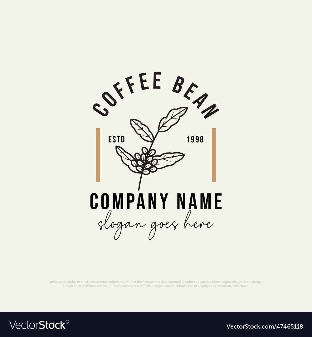 Organic coffee bean logo design coffee shop logo Vector Image