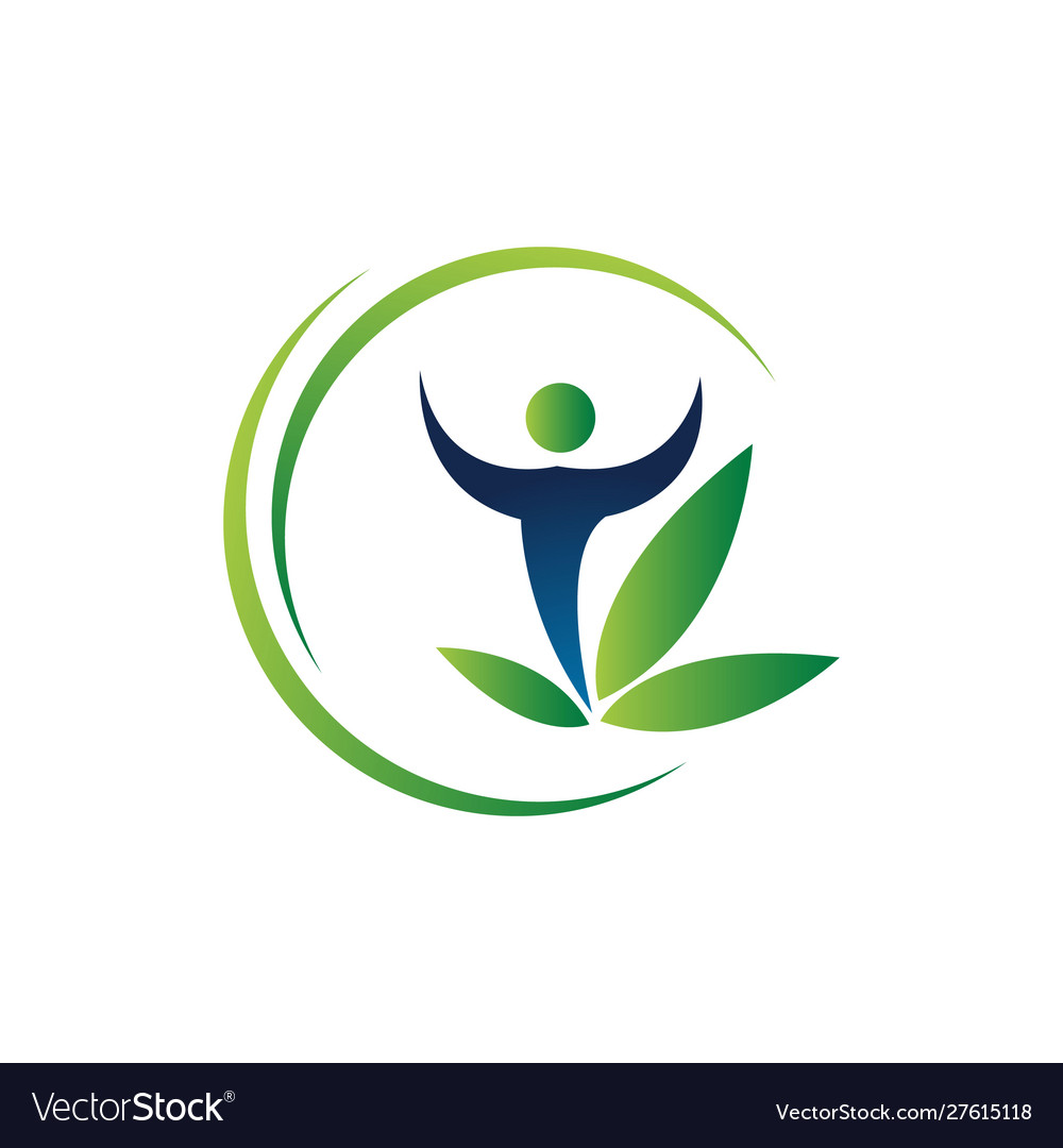 Organic eco green people logo design concept Vector Image