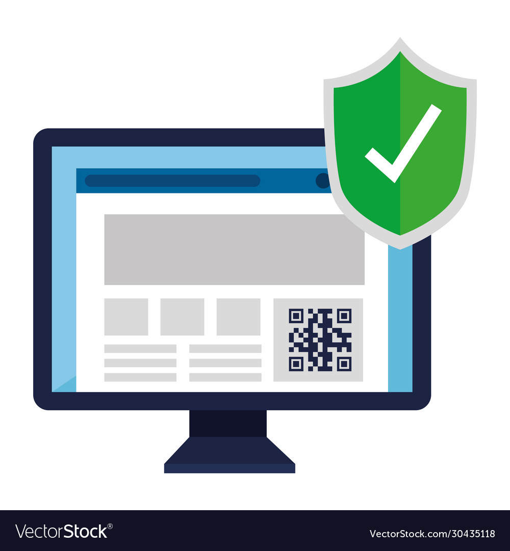 Qr code inside computer and shield design