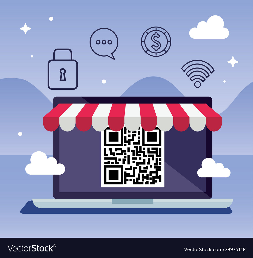 Scan code qr in padlock with set icons