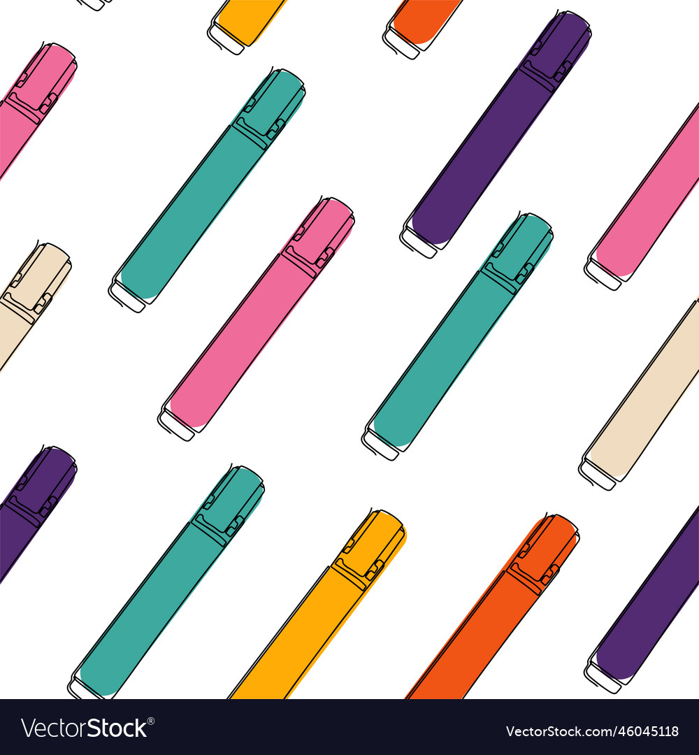 Seamless pattern of multicolored markers vector image Seamless pattern of multicolored markers