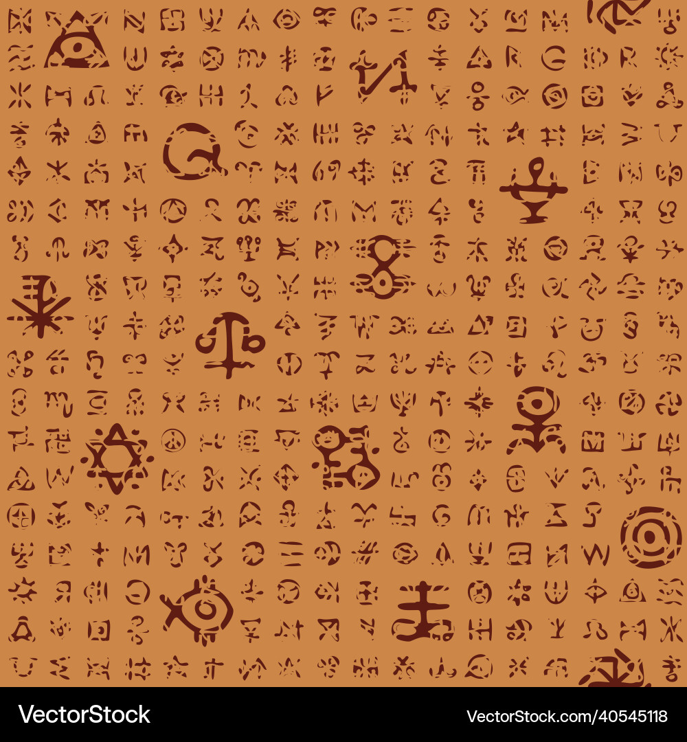 Seamless pattern with occult signs and magic runes