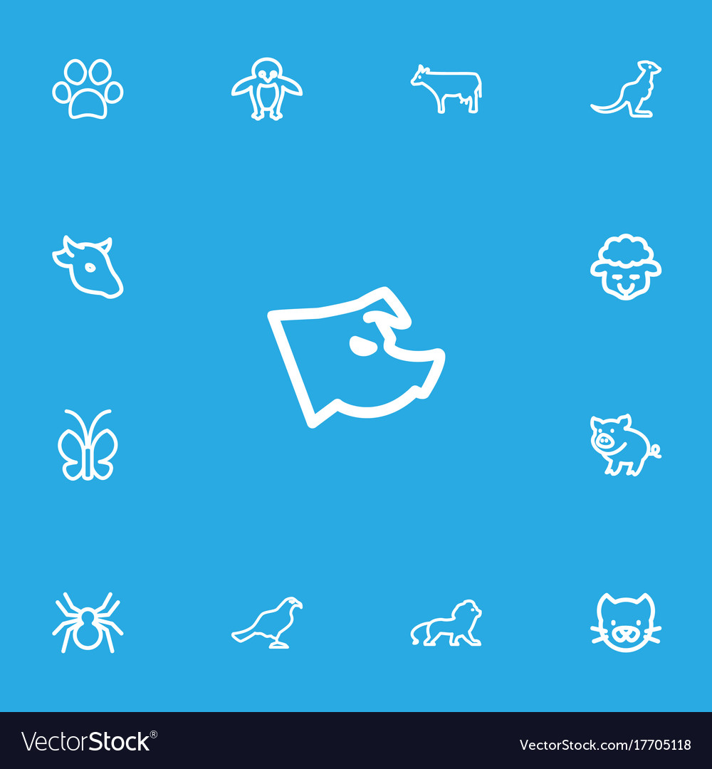 Set of 13 editable zoo outline icons includes