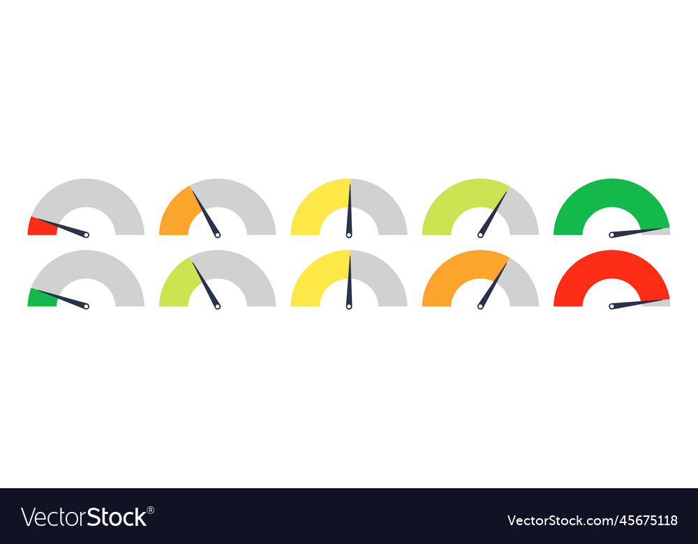 Set of different meter gauge element green vector image Set of different meter gauge element green
