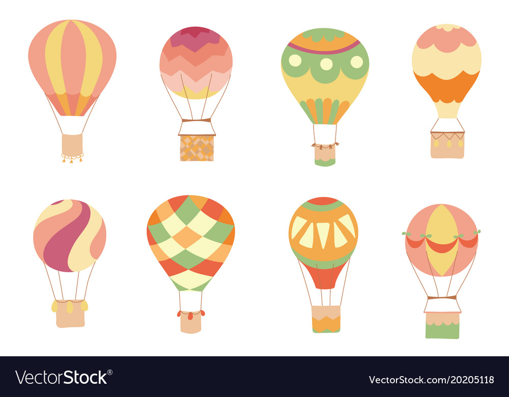 Set of hot air balloons