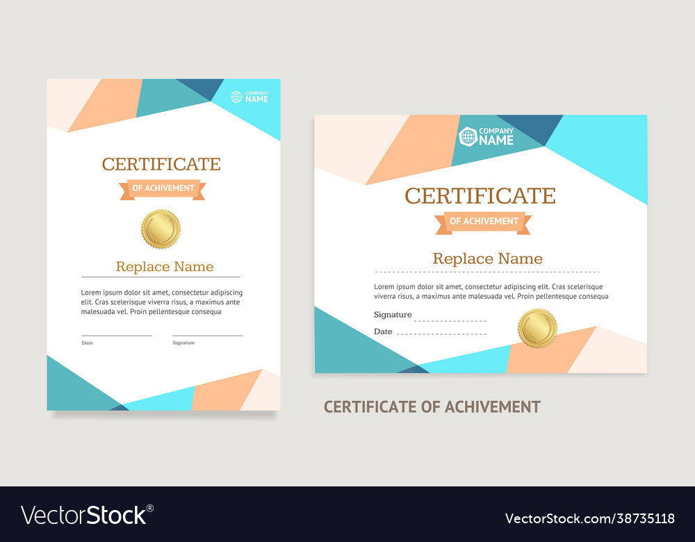 Template certificate achievement vertical vector image Template certificate achievement vertical