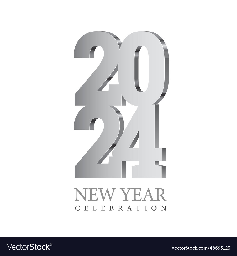 Argent text design 2024 silver 3d numbers Vector Image