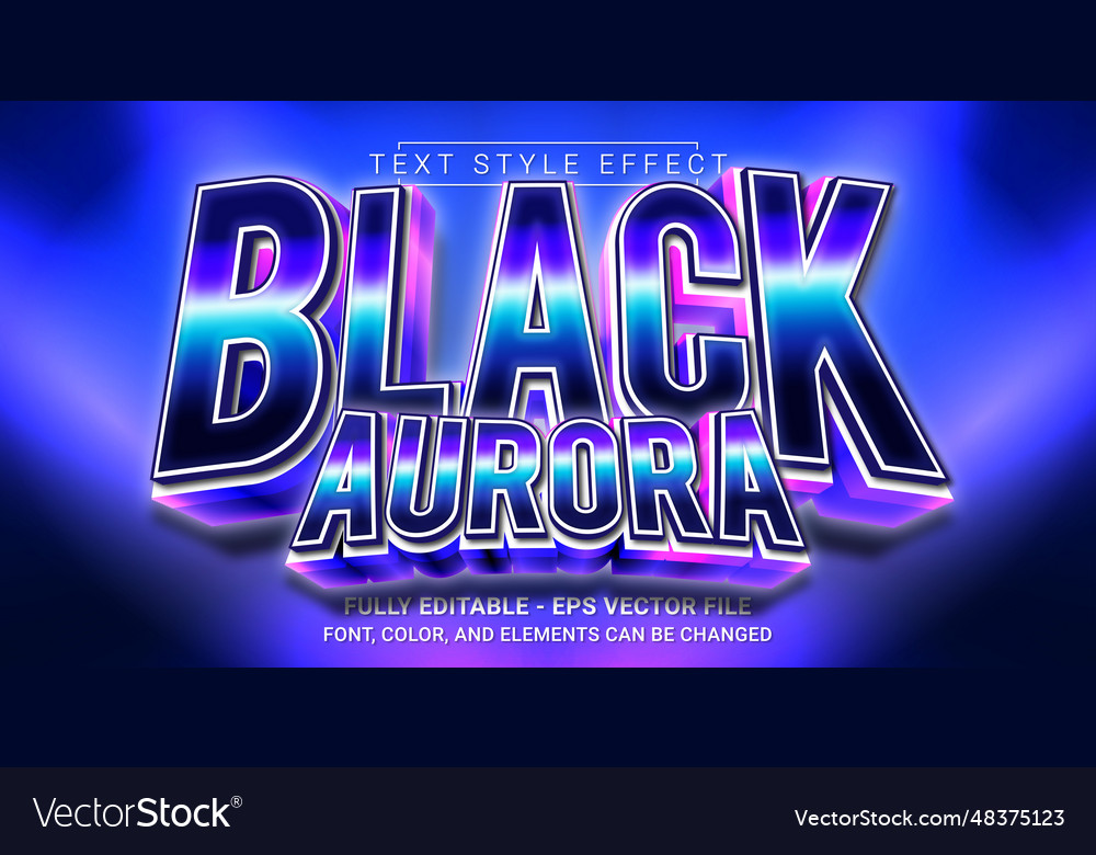 Schwarzer aurora Text Stil Effekt editierbare Grafik vector image Schwarzer aurora Text Stil Effekt editierbare Grafik