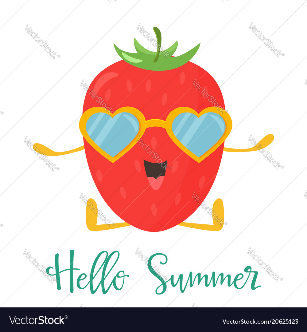 Bright poster with cute sweet strawberry Vector Image