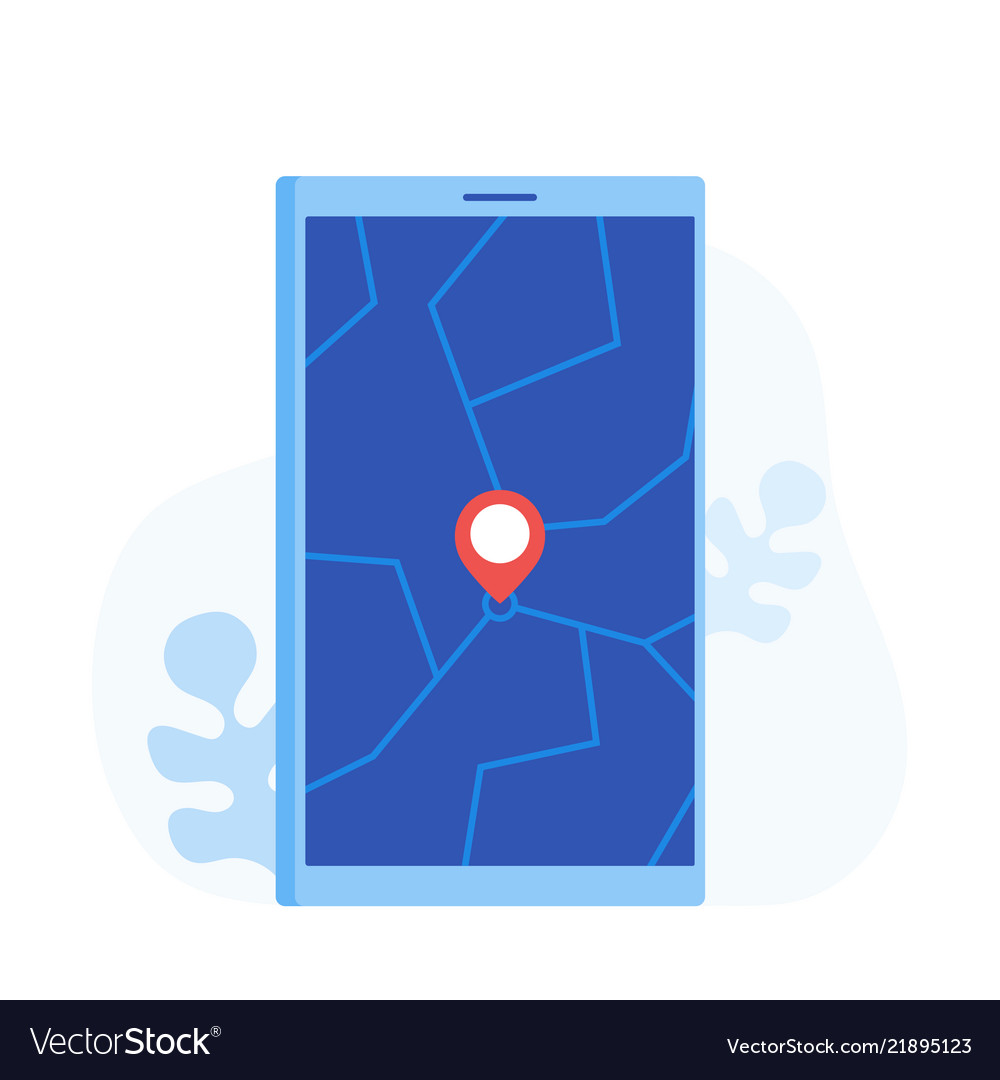Geo pin tag on mobile phone display gps vector image Geo pin tag on mobile phone display gps
