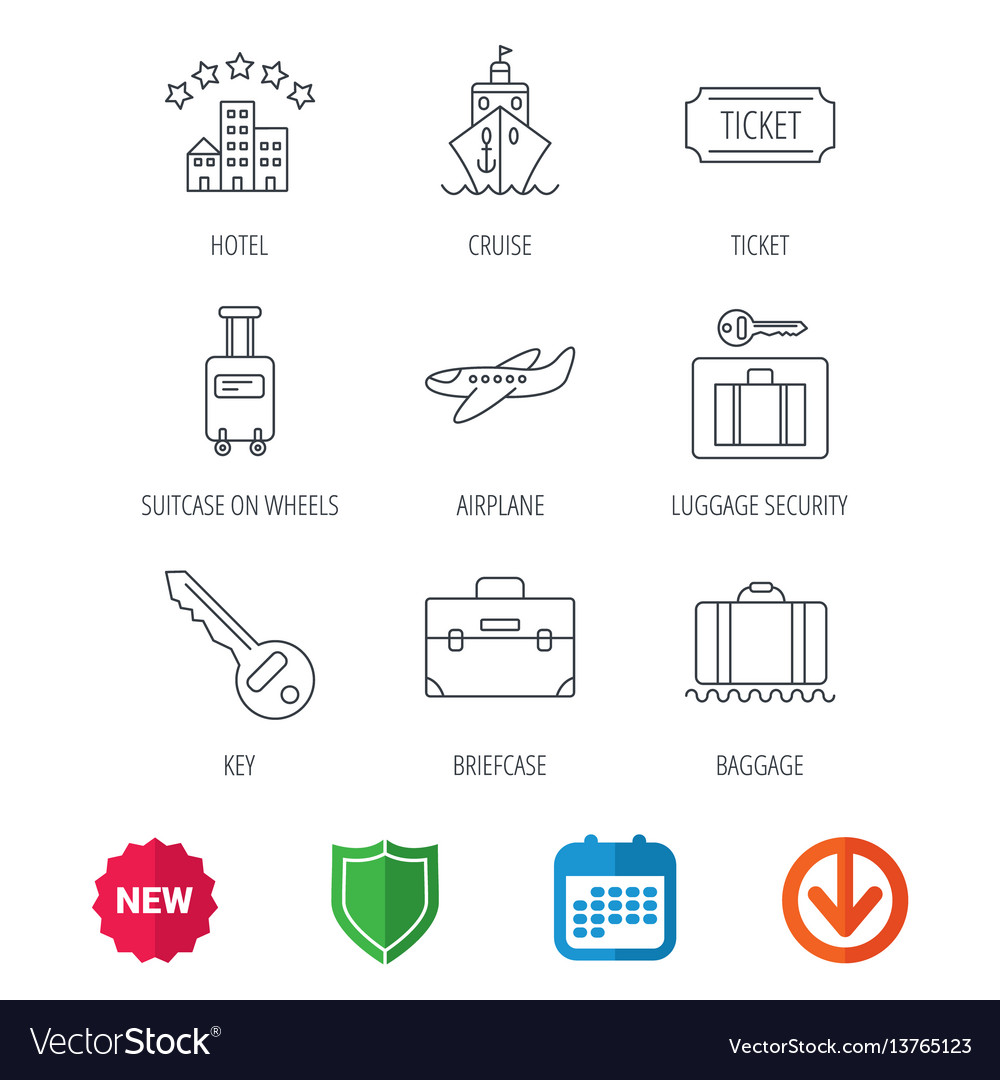 Hotel cruise ship and airplane icons