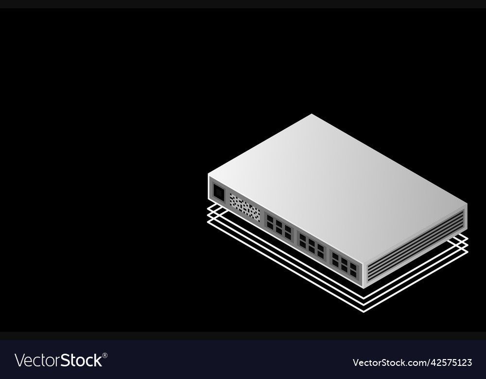 Isometric switch with up link port vector image Isometric switch with up link port